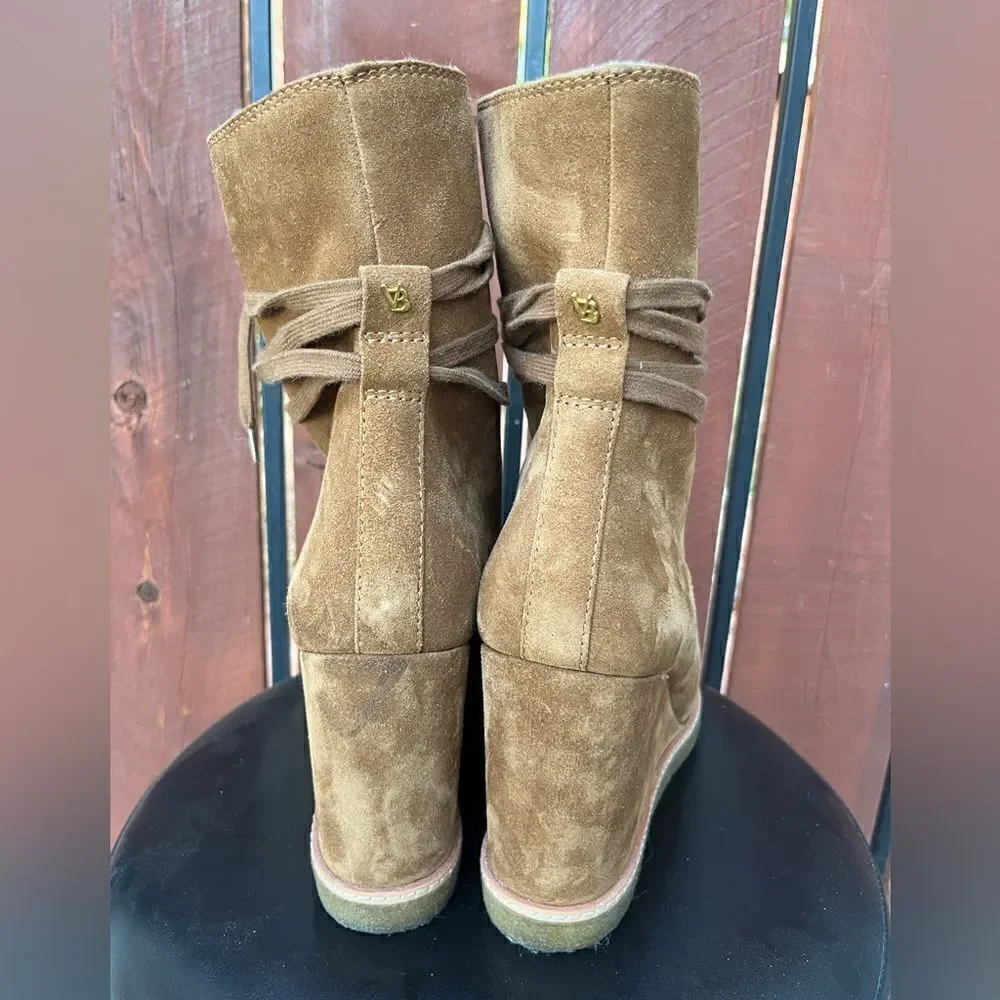 VERONICA BEARD Ananya Water Repellent/Shearling Suede Boot in tan size 10